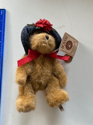 Boyds Bear Head Bean Ladies hat red Flower Style # 919153AM W/tags N-328C
