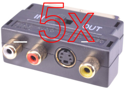 5 X Scart Adapter TV AV Adapter 3 RCA Chinch Audio Video PS1/2/3 SNES N64 GC
