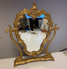 Elegante Specchio Da Tavolo In Bronzo stile francese vintage