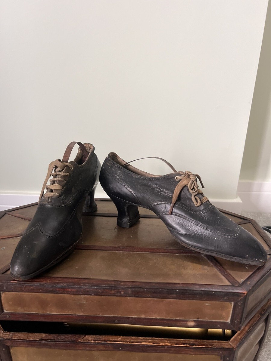 Antique Edwardian Hook Knowles Co Lace Up Leather Shoes Original