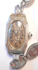 1940s Gruen Guild 14K White Gold Octagon Case Blue Crown 15J Ladies Wrist Watch