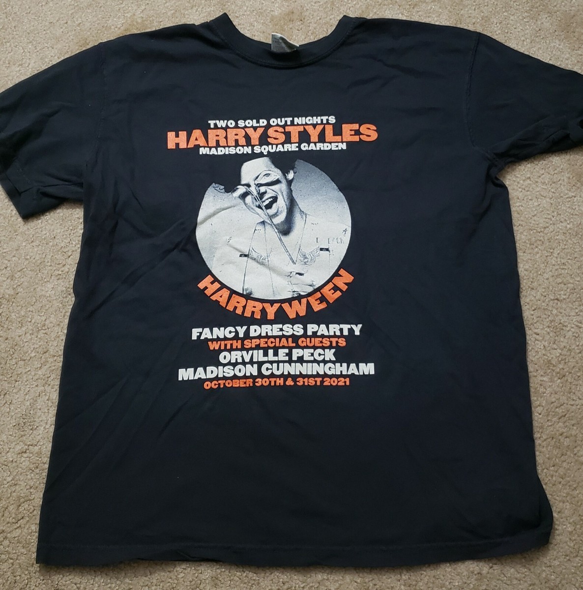 Harry Styles MSG Love On Tour Harryween Black T-Shirt Medium