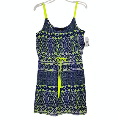 City Triangles Dress Juniors L Navy Mini Strappy Lined Round Neck Summer NWT