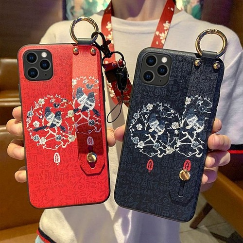 Custodia stile cinese Telefono Con Fascia cinturino da polso per iPhone 13  11 12 XS Pro Max X | eBay
