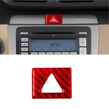 Cubierta de botón de luz de peligro de fibra de carbono roja para Volkswagen Passat 2006-2011