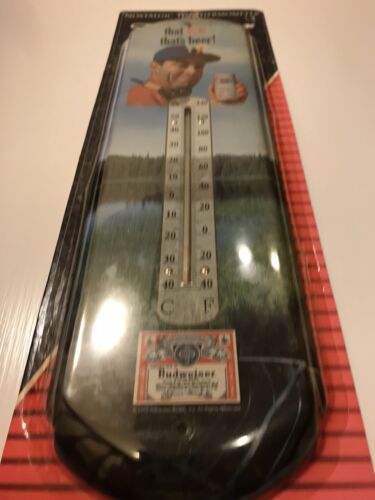 Budweiser Beer Thermometer Sign 2007 New Old Stock Fly Fishing Wild Life - Picture 3 of 8