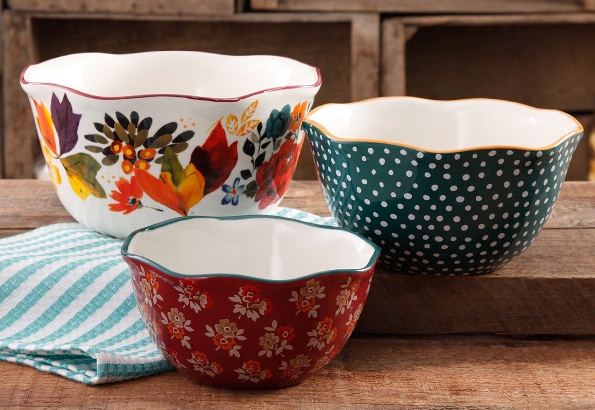 Pioneer Woman Timeless Floral Autumn Harvest Nesting Mixing