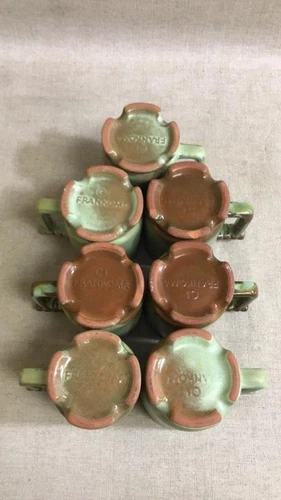 Frankoma Coffee Mug C4 Plainsman Green Brown Ceramic Clay Pottery Handled QTY 7+