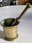 Vintage Cast Metal Brass or Bronze Apothecary MORTAR & PESTLE — photo 1