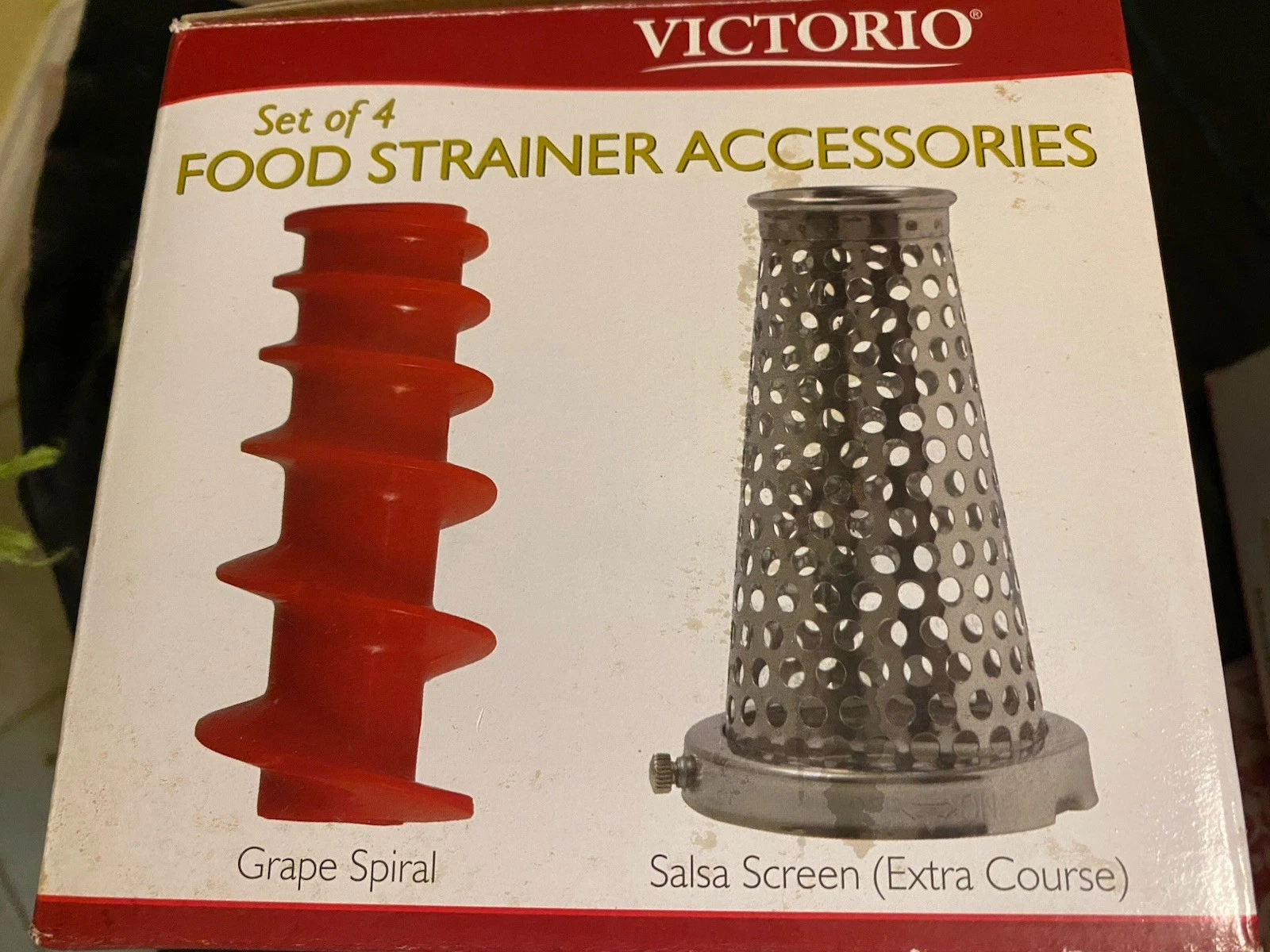 Victorio set 4 Food Strainer Accessories Salsa Berry Pumpkin Spiral w/3 Gaskets