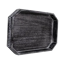 Decorative Coffee Table Serving Tray, 16.5" x 13" x 1.6" Octagonal-retro Black