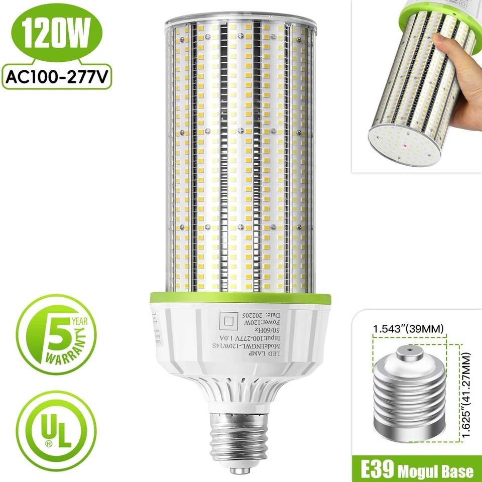 120W LED Corn Cob Bulb Light Equiv. 500W MH/HID Commercial Warehouse Lamp 5000K - Image 2 of 4