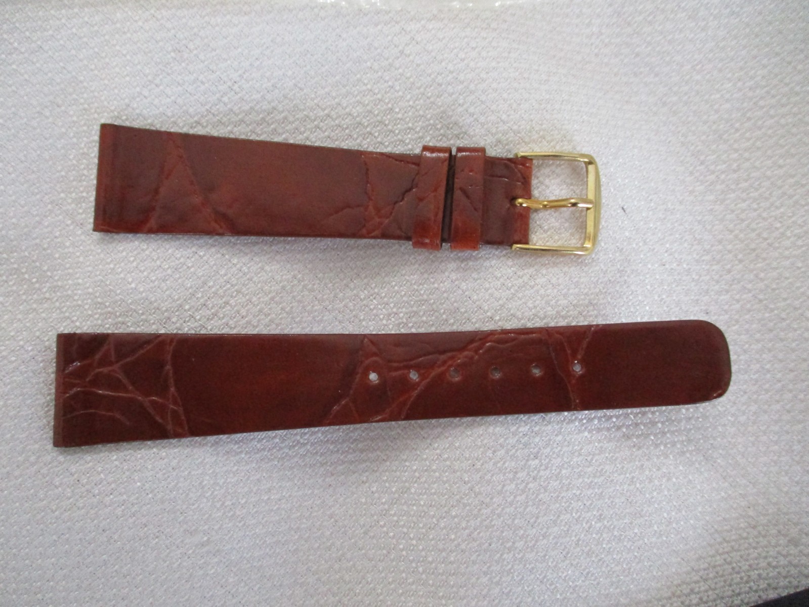 GENUINE leather  watchstrap watch band strap 19mm GOLD usa cognac croco grain
