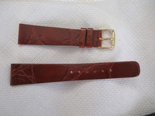 GENUINE leather watchstrap watch band strap 19mm GOLD usa cognac croco grain
