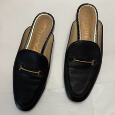 Sam Edelman Linnie Black Leather Horsebit Slip-On Mules, size 8 medium.