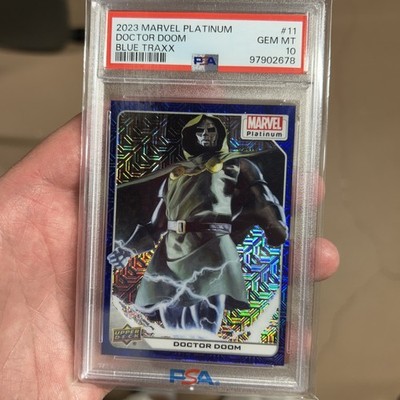 2023 Upper Deck Marvel Platinum Blue Traxx 405/499 Doctor Doom #11 PSA 10 POP 18