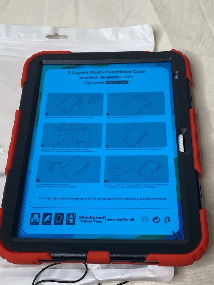 iPad 10th Generation Red Tablet Protective Case & Kit Kickstand & Handle - Image 2 of 4