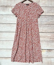 Madewell Daisy Floral Midi Dress Womens Size S Orange White Boho Slit Pockets