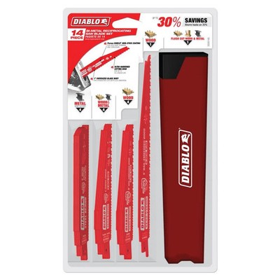Diablo Tools 14 Pc Nail-Embedded Wood And Metal Demolition Recip Set