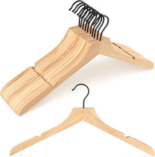 Rubber Wood Hangers Wooden Clothes Hangers with Rotatable Black Hook and Smoo...