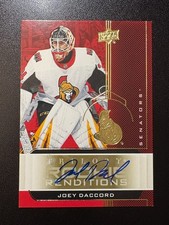 2019-20 Upper Deck Trilogy Joey Daccord Rookie Renditions Autographs Gold #RR29