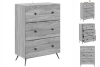 Kommode Schubladenschrank Sideboard Graues Sonoma 66X34,5X90 Cm Holzwerkstoff