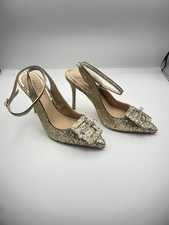 Jewel Badgley Mischka Gold Glitter Sample Heels Size 6 -RARE