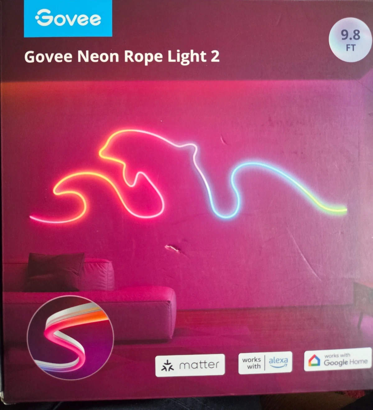 Govee RGBIC Neon Lights, LED Smart Neon Rope Light 2 Works with Matter, Alexa, G