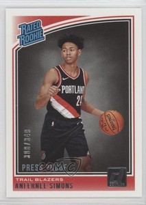 2018-19 Donruss Rated Rookies Press Proof Silver /349 Anfernee Simons Rookie RC