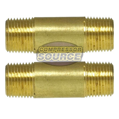 #ad 3 8quot; NPT x 2quot; Inch Long Yellow Brass Nipple Extension 2 Pack 1200 PSI Max 117E2 $10.95