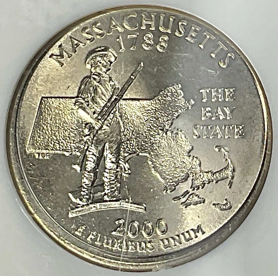 Error Coin ✦ Partial Collar-2000-P Massachusetts Quarter ✦ NGC MS65  - Image 4 of 4
