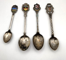 900 Silver Souvenir Spoons Lot of 4 Valencia Barcelona Germany Malta