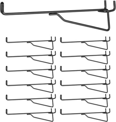 12Pcs 8.3'' Pegboard Shelf Hooks Black Pegboard Shelf Brackets Hooks Metal Utilit