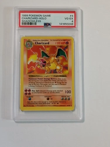 1999 Pokemon Base Set- Shadowless #4 Charizard-Holo PSA 4