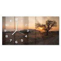 Dekorative Wanduhr Aus GehäRtetem Glas Sonnenuntergang WeißE Zeiger 60X30 Cm