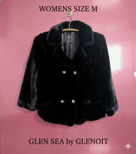  Vintage GLEN SEA by GLENOIT Black Faux Short Coat Womens Size M  