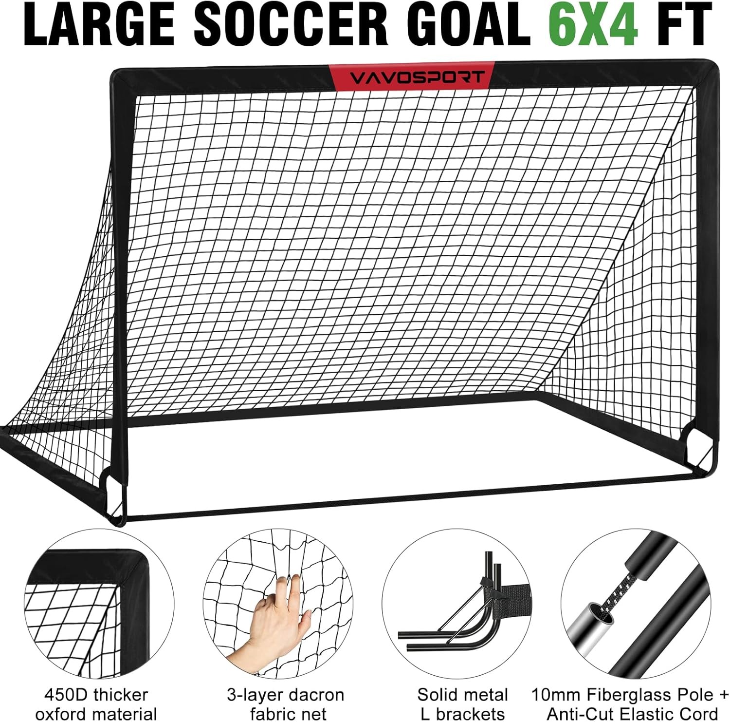 Soccer Goal, 2 of Sports and Outdoors Games for Kids Goals, Black 