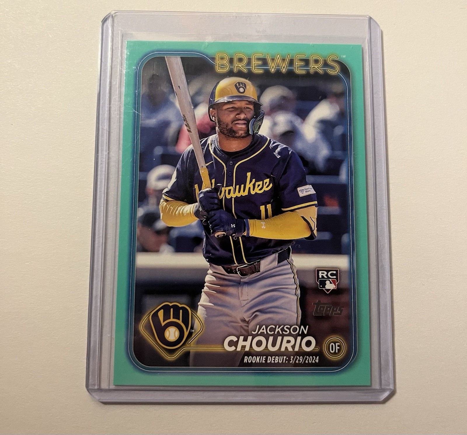 2024 Topps Update Series - Rookie Debut Jackson Chourio #US155 Aqua (RC)