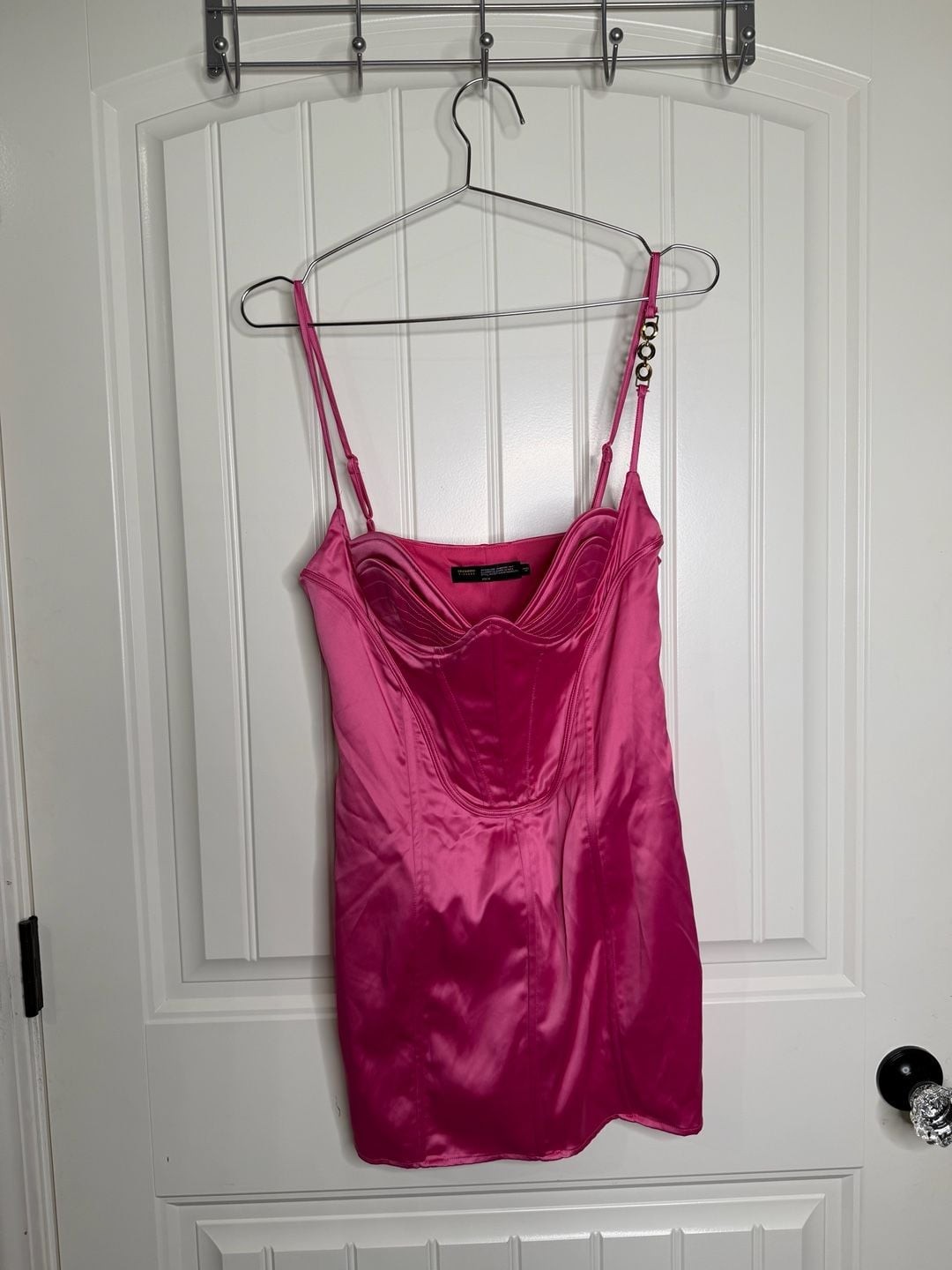 FINESSE Hot Pink Satin Corset Mini Dress Size M Y2K Barbiecore, photo 3
