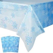 3 Pack Snowflake Blue Tablecloth for Winter Holiday Christmas Party Table Cover