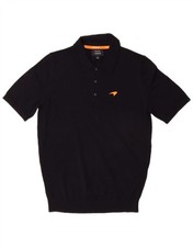 Reiss Mens Short Sleeve Polo Neck Jumper Sweater Large Navy Blue Wool DM17