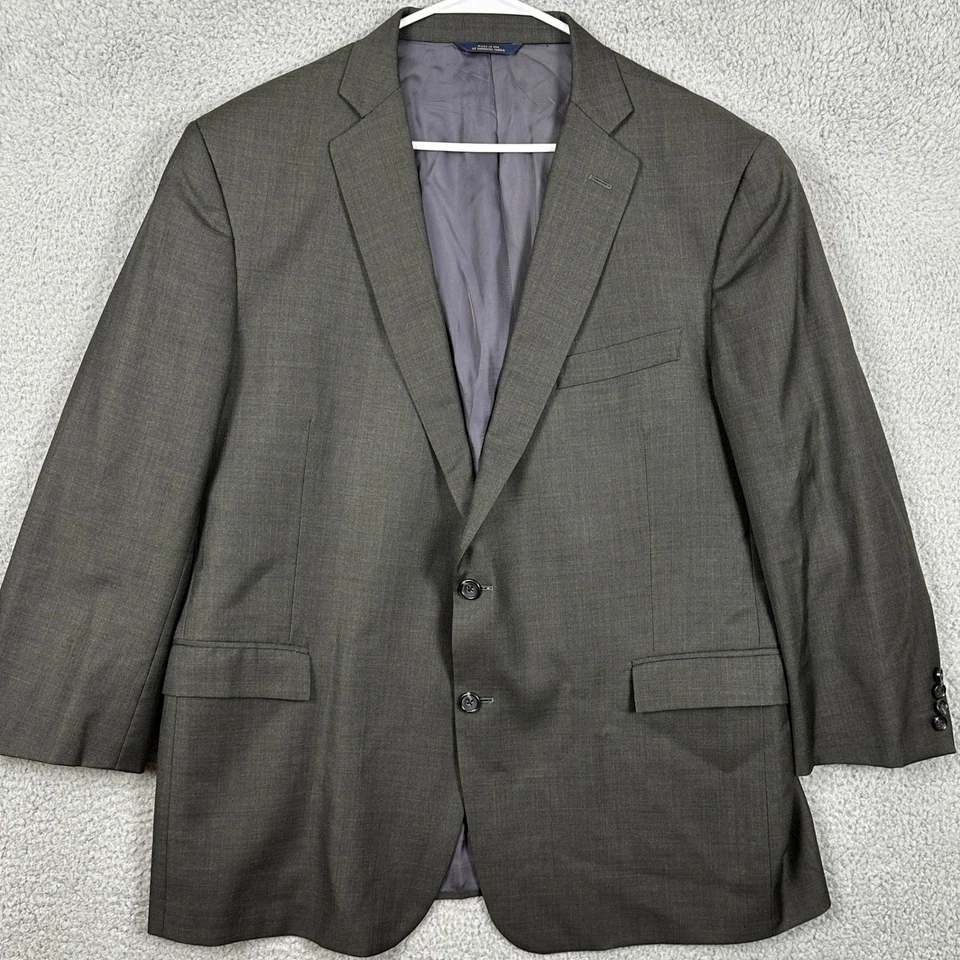 Brooks Brothers 1818 Regent Wool 2 Piece Blazer Pants Mens 48R 40X25 Gray Saxxon - Image 2 of 4