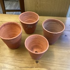 Vintage Hand Thrown Terracotta Flower Pots, Various Sizes X 4