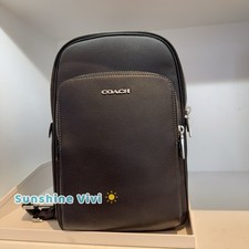 NWT Coach Ethan Pack CQ669 Crossbody Refined pebble leather BAG Silver Black