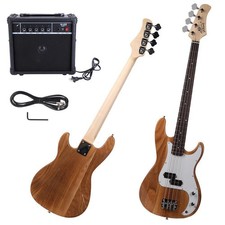 New Natural Color Glarry Basswood 20 Frets Electric Bass Guitar w/ 20W Speaker