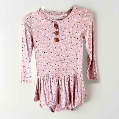 Posh Peanut Maeve Pink Floral Bamboo Skirted Bodysuit 12 18M Spring
