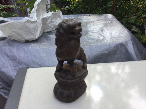 Very Old Antique Japanese Carved Wood Temple Foo Lion No Reserve