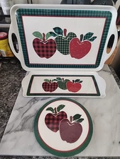 Vintage Eurita by Reston Lloyd Melamine 3pc. Platter Set Applejack Pattern