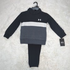 Boys 4-8 Under Armour Piece Dyed Branded Hoodie 2-piece Set Black Size 4