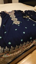 Pakistani Indian Women embriodery chiffon suit bust 42 blue only shirt Doppata